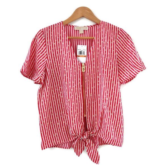 MICHAEL Michael Kors raspberry tie-front blouse, - Picture 1 of 3
